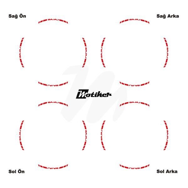 TEK RENK BAJAJ YAZILI KISA KESİKLİ KIRMIZI SCOOTER JANT DIŞ ŞERİT STICKER