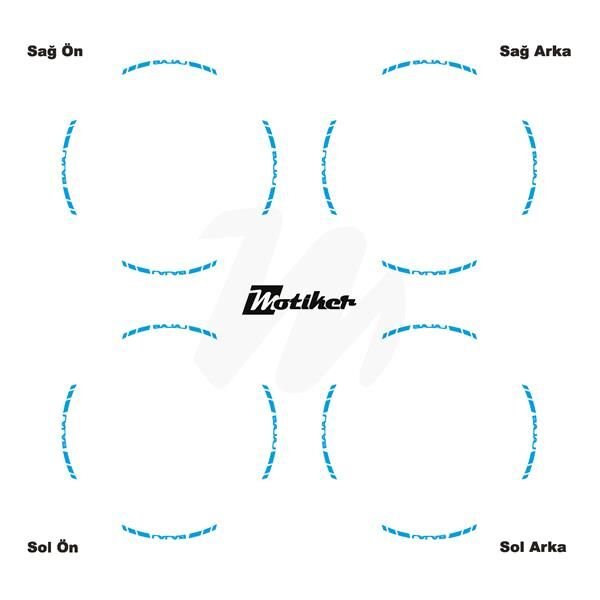 TEK RENK BAJAJ YAZILI KISA KESİKLİ AÇIK MAVİ SCOOTER JANT DIŞ ŞERİT STICKER