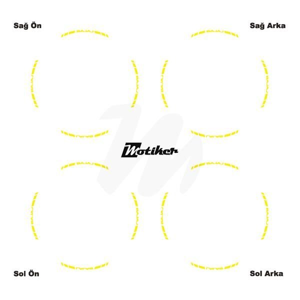 TEK RENK BAJAJ YAZILI KISA KESİKLİ SARI SCOOTER JANT DIŞ ŞERİT STICKER