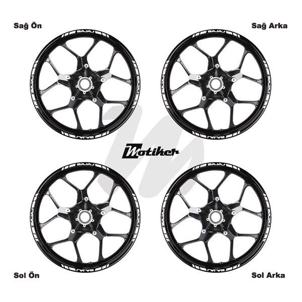 ÇİFT RENK BAJAJ YAZILI KISA KESİKLİ BEYAZ SCOOTER JANT DIŞ ŞERİT STICKER