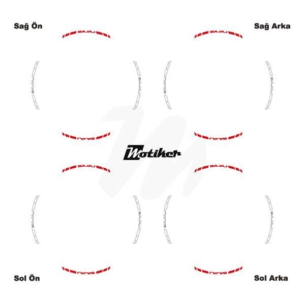 ÇİFT RENK BAJAJ YAZILI KISA KESİKLİ KIRMIZI-BEYAZ SCOOTER JANT DIŞ ŞERİT STICKER