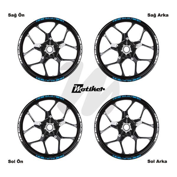 ÇİFT RENK BAJAJ YAZILI KISA KESİKLİ AÇIK MAVİ-BEYAZ SCOOTER JANT DIŞ ŞERİT STICKER