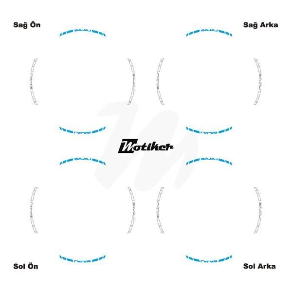 ÇİFT RENK BAJAJ YAZILI KISA KESİKLİ AÇIK MAVİ-BEYAZ SCOOTER JANT DIŞ ŞERİT STICKER