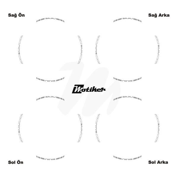 ÇİFT RENK BAJAJ YAZILI KISA KESİKLİ GRİ-BEYAZ SCOOTER JANT DIŞ ŞERİT STICKER