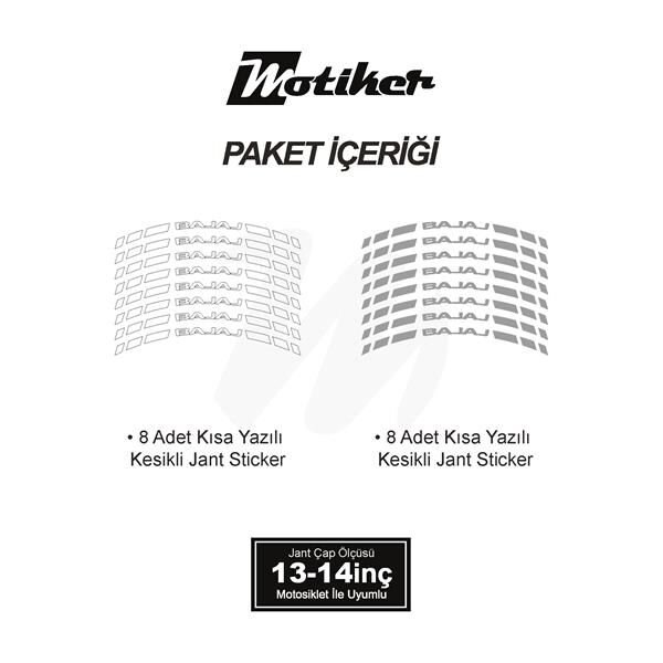 ÇİFT RENK BAJAJ YAZILI KISA KESİKLİ GRİ-BEYAZ SCOOTER JANT DIŞ ŞERİT STICKER