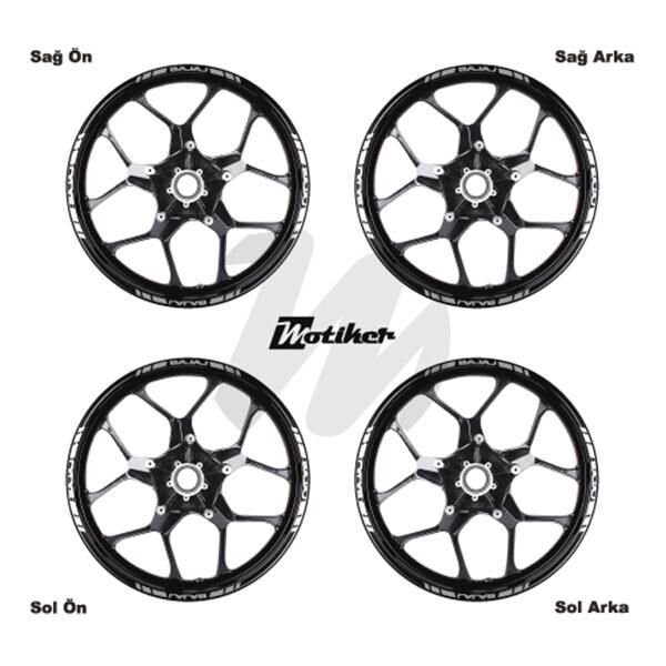 ÇİFT RENK BAJAJ YAZILI KISA KESİKLİ GRİ-BEYAZ SCOOTER JANT DIŞ ŞERİT STICKER