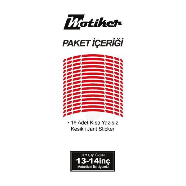 TEK RENK YAZISIZ KISA KESİKLİ KIRMIZI SCOOTER JANT DIŞ ŞERİT STICKER