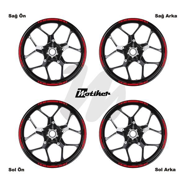 TEK RENK YAZISIZ KISA KESİKLİ KIRMIZI SCOOTER JANT DIŞ ŞERİT STICKER