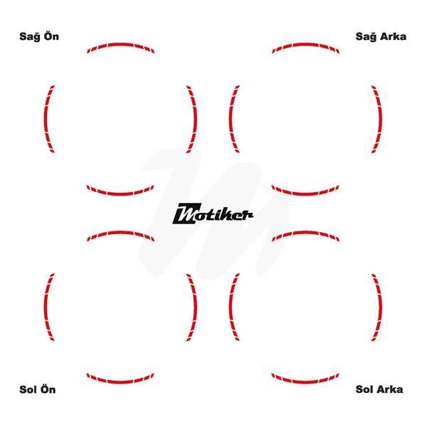 TEK RENK YAZISIZ KISA KESİKLİ KIRMIZI SCOOTER JANT DIŞ ŞERİT STICKER