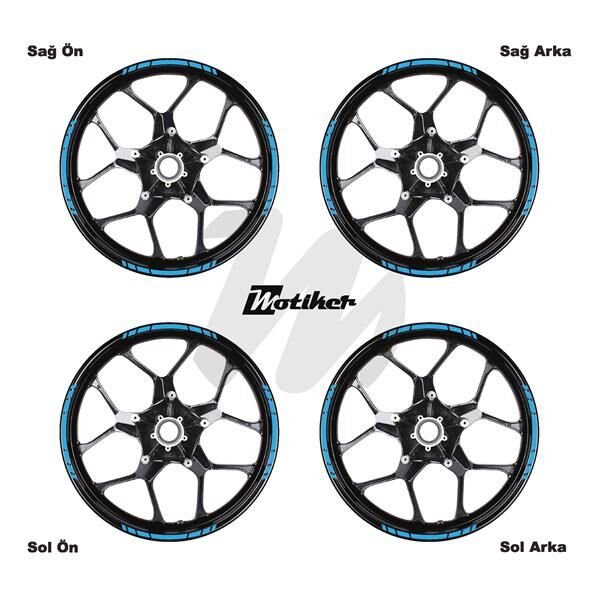 TEK RENK YAZISIZ KISA KESİKLİ AÇIK MAVİ SCOOTER JANT DIŞ ŞERİT STICKER