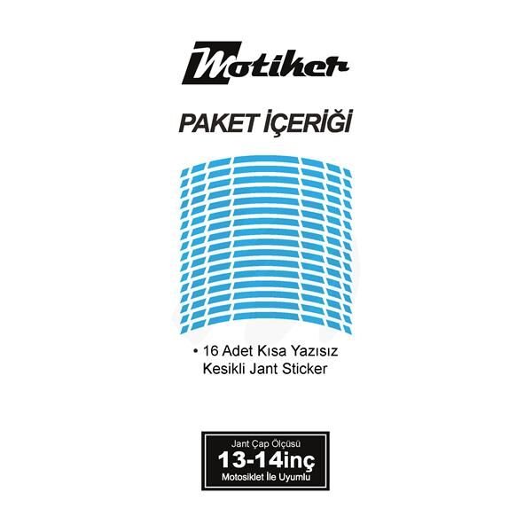 TEK RENK YAZISIZ KISA KESİKLİ AÇIK MAVİ SCOOTER JANT DIŞ ŞERİT STICKER