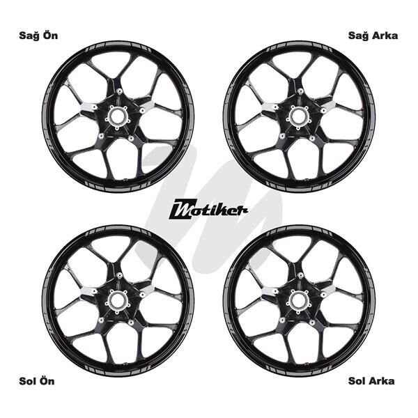 TEK RENK YAZISIZ KISA KESİKLİ GRİ SCOOTER JANT DIŞ ŞERİT STICKER