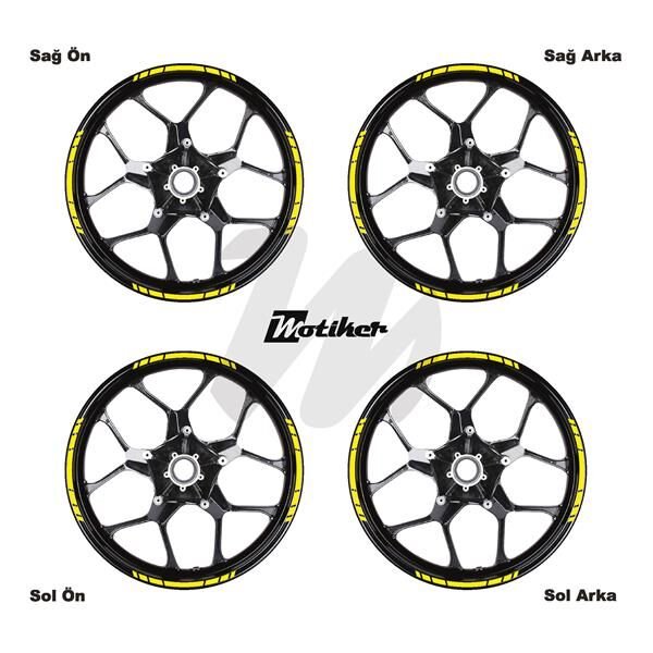 TEK RENK YAZISIZ KISA KESİKLİ SARI SCOOTER JANT DIŞ ŞERİT STICKER