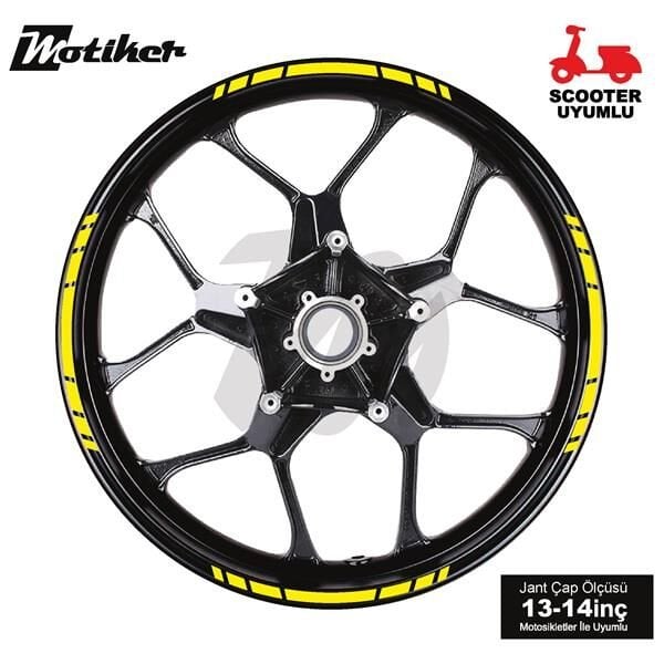 TEK RENK YAZISIZ KISA KESİKLİ SARI SCOOTER JANT DIŞ ŞERİT STICKER