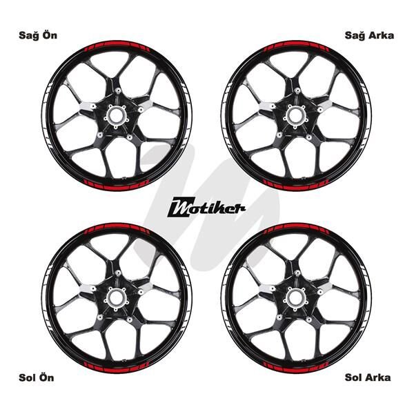 ÇİFT RENK YAZISIZ KISA KESİKLİ KIRMIZI-BEYAZ SCOOTER JANT DIŞ ŞERİT STICKER