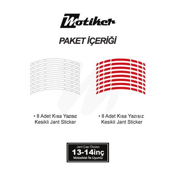 ÇİFT RENK YAZISIZ KISA KESİKLİ KIRMIZI-BEYAZ SCOOTER JANT DIŞ ŞERİT STICKER