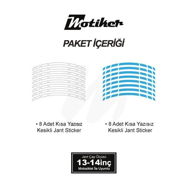 ÇİFT RENK YAZISIZ KISA KESİKLİ AÇIK MAVİ-BEYAZ SCOOTER JANT DIŞ ŞERİT STICKER