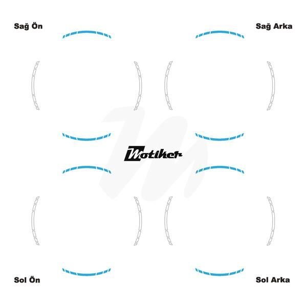 ÇİFT RENK YAZISIZ KISA KESİKLİ AÇIK MAVİ-BEYAZ SCOOTER JANT DIŞ ŞERİT STICKER