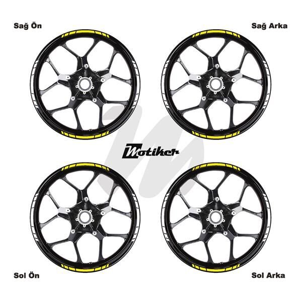 ÇİFT RENK YAZISIZ KISA KESİKLİ SARI-BEYAZ SCOOTER JANT DIŞ ŞERİT STICKER