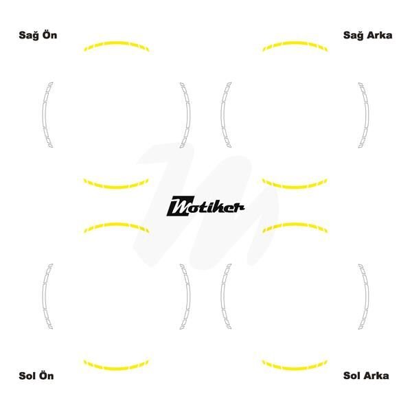 ÇİFT RENK YAZISIZ KISA KESİKLİ SARI-BEYAZ SCOOTER JANT DIŞ ŞERİT STICKER