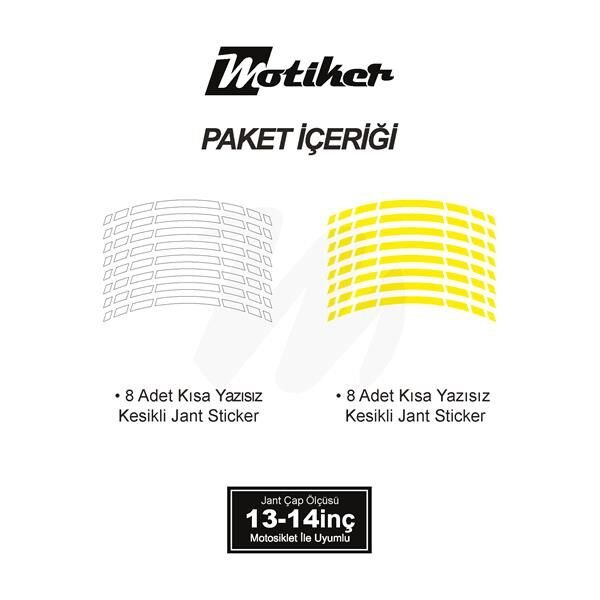 ÇİFT RENK YAZISIZ KISA KESİKLİ SARI-BEYAZ SCOOTER JANT DIŞ ŞERİT STICKER