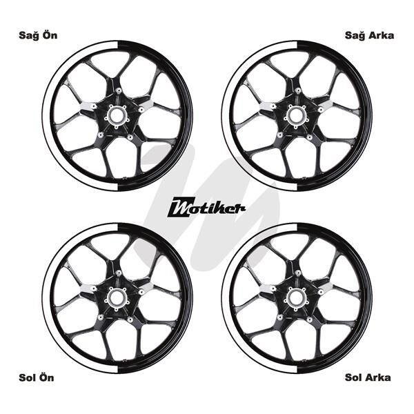 TEK RENK GENİŞ JANT YARIM KAPLAMA BEYAZ DAİRE STICKER ETİKET MODELİ