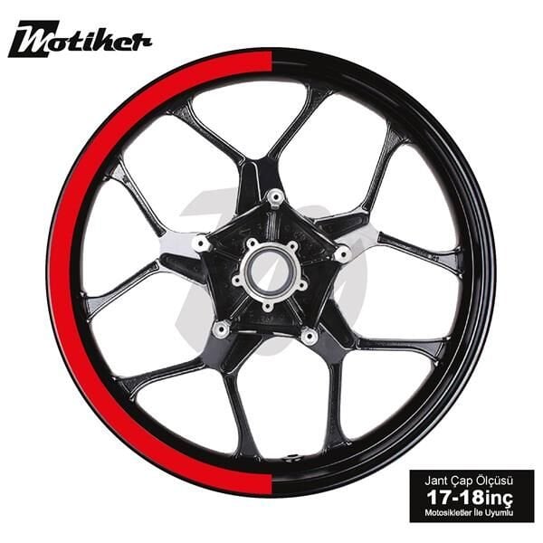 TEK RENK GENİŞ JANT YARIM KAPLAMA KIRMIZI DAİRE STICKER ETİKET MODELİ