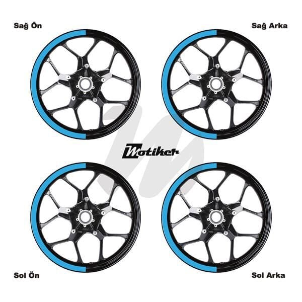 TEK RENK GENİŞ JANT YARIM KAPLAMA AÇIK MAVİ DAİRE STICKER ETİKET MODELİ