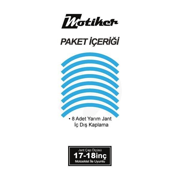 TEK RENK GENİŞ JANT YARIM KAPLAMA AÇIK MAVİ DAİRE STICKER ETİKET MODELİ