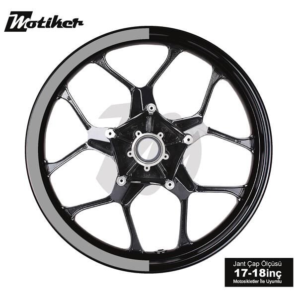 TEK RENK GENİŞ JANT YARIM KAPLAMA GRİ DAİRE STICKER ETİKET MODELİ