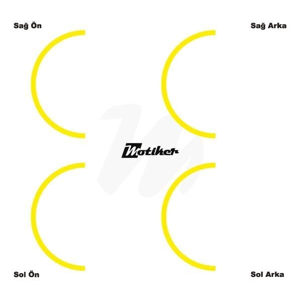 TEK RENK GENİŞ JANT YARIM KAPLAMA SARI DAİRE STICKER ETİKET MODELİ