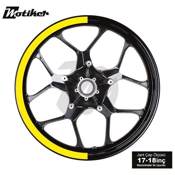 TEK RENK GENİŞ JANT YARIM KAPLAMA SARI DAİRE STICKER ETİKET MODELİ