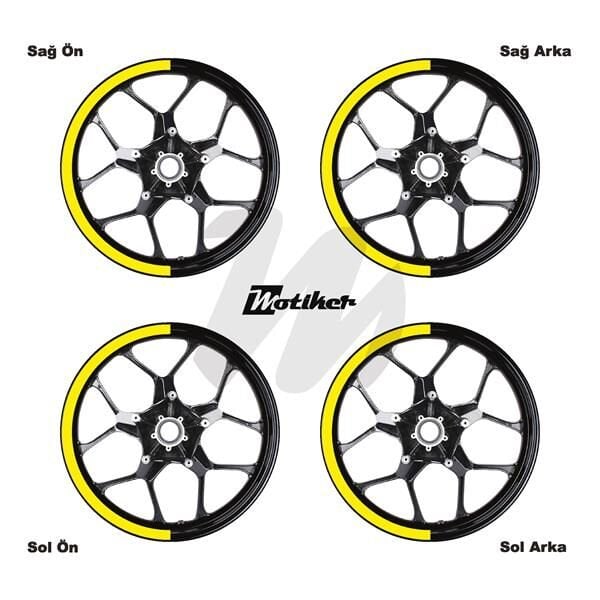 TEK RENK GENİŞ JANT YARIM KAPLAMA SARI DAİRE STICKER ETİKET MODELİ