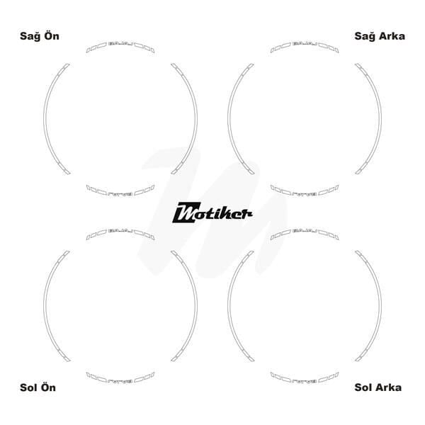 BAJAJ YAZILI UZUN KISA KESİKLİ ÇİFT RENK 16'LI JANT STICKER ETİKET MODELİ BEYAZ