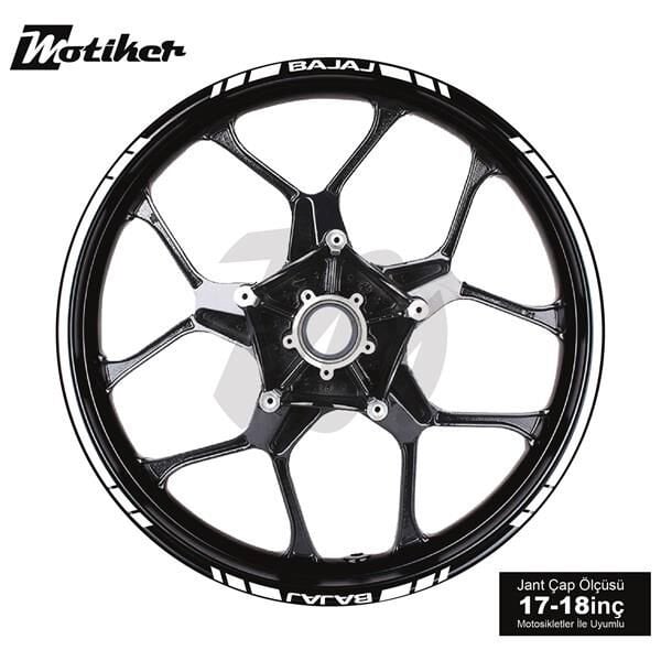 BAJAJ YAZILI UZUN KISA KESİKLİ ÇİFT RENK 16'LI JANT STICKER ETİKET MODELİ BEYAZ
