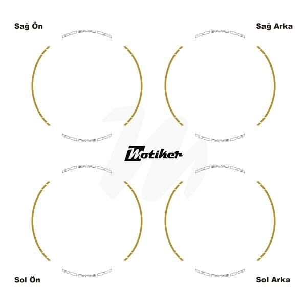 BAJAJ YAZILI UZUN KISA KESİKLİ ÇİFT RENK 16'LI JANT STICKER ETİKET MODELİ METALİK GOLD