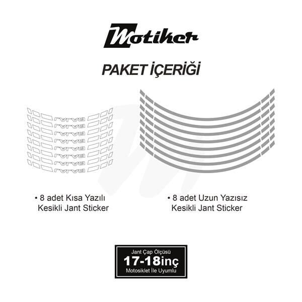 BAJAJ YAZILI UZUN KISA KESİKLİ ÇİFT RENK 16'LI JANT STICKER ETİKET MODELİ METALİK GRİ