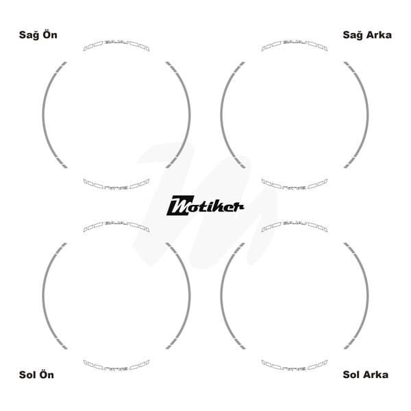 BAJAJ YAZILI UZUN KISA KESİKLİ ÇİFT RENK 16'LI JANT STICKER ETİKET MODELİ METALİK GRİ