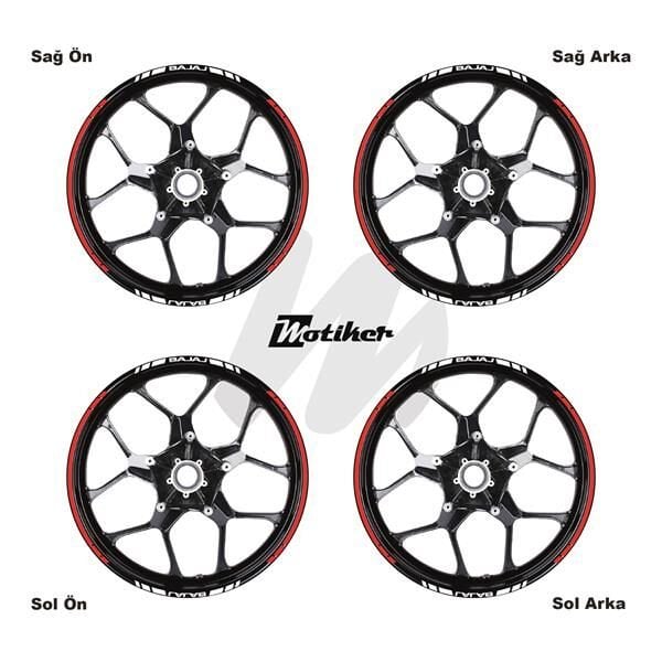 BAJAJ YAZILI UZUN KISA KESİKLİ ÇİFT RENK 16'LI JANT STICKER ETİKET MODELİ NEON TURUNCU