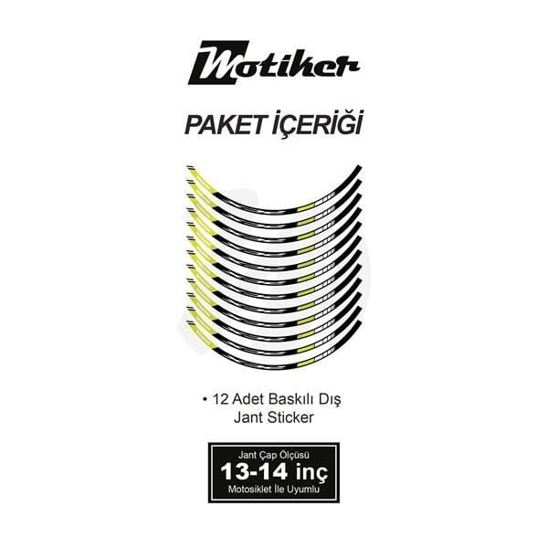 HONDA PCX BASKILI DIŞ JANT NEON SARI BEYAZ ŞERİT 