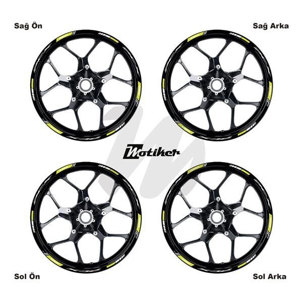 HONDA PCX BASKILI DIŞ JANT NEON SARI BEYAZ ŞERİT 