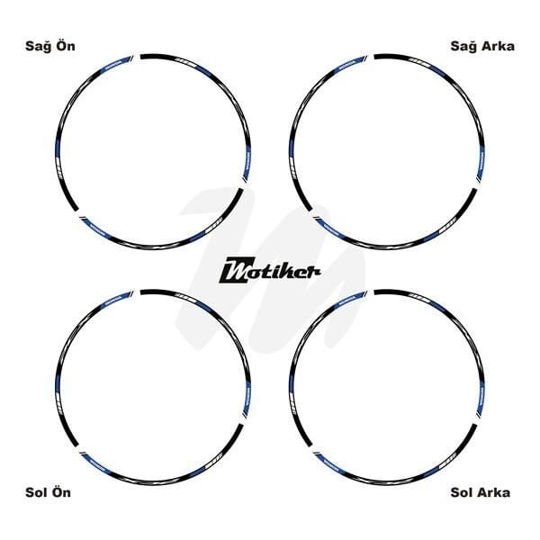 HONDA PCX BASKILI DIŞ JANT MAVİ BEYAZ ŞERİT 