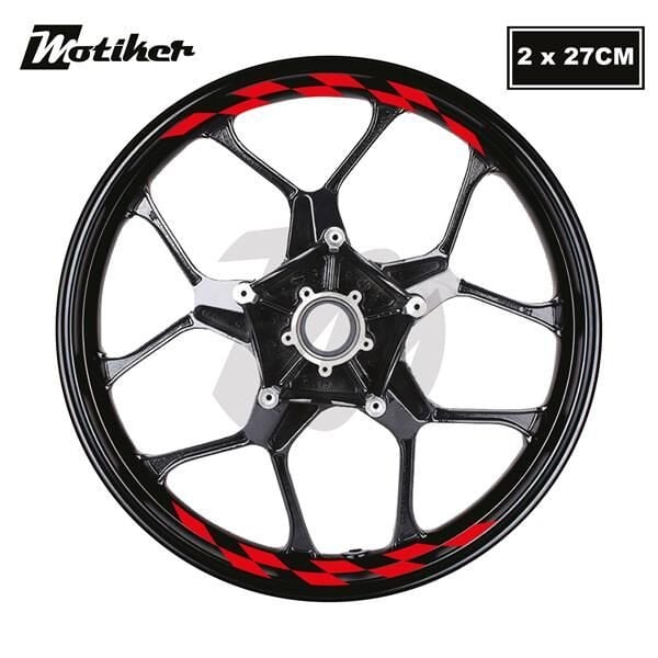 Motosiklet Jant İç Sticker Kırmızı Dama Etiket Modeli