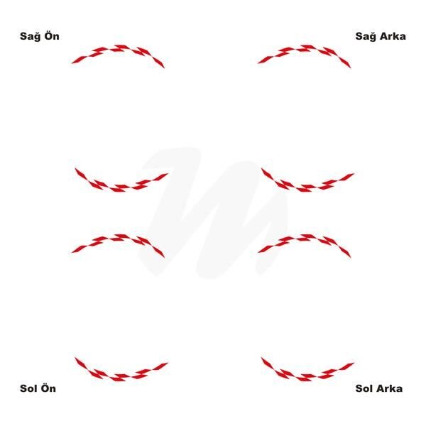 Motosiklet Jant İç Sticker Kırmızı Dama Etiket Modeli