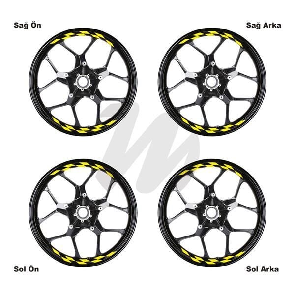 Motosiklet Jant İç Sticker Sarı Dama Etiket Modeli