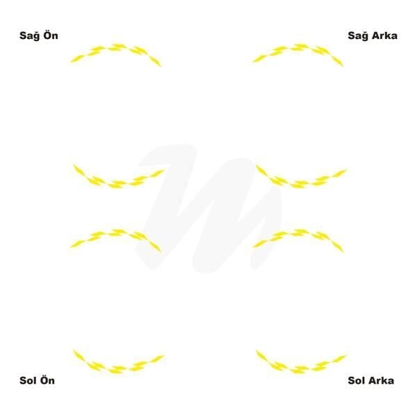 Motosiklet Jant İç Sticker Sarı Dama Etiket Modeli