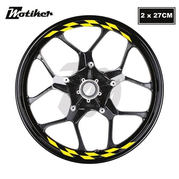 Motosiklet Jant İç Sticker Sarı Dama Etiket Modeli