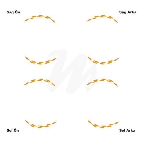 Motosiklet Jant İç Sticker Turuncu Dama Etiket Modeli