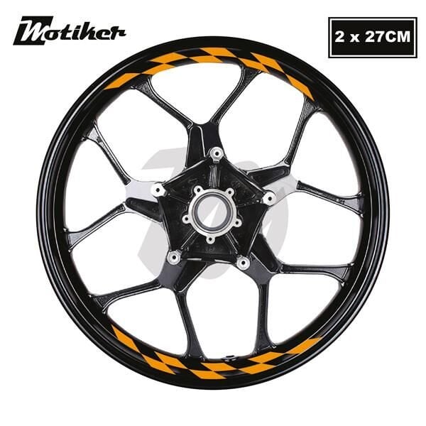 Motosiklet Jant İç Sticker Turuncu Dama Etiket Modeli
