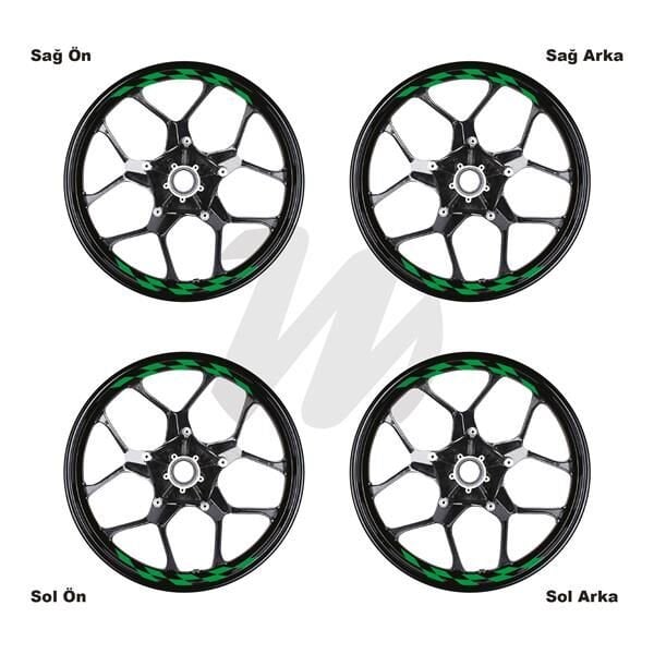 Motosiklet Jant İç Sticker Yeşil Dama Etiket Modeli